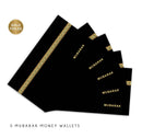 Black with Gold Eid Mubarak Money Wallets- Pack of 5