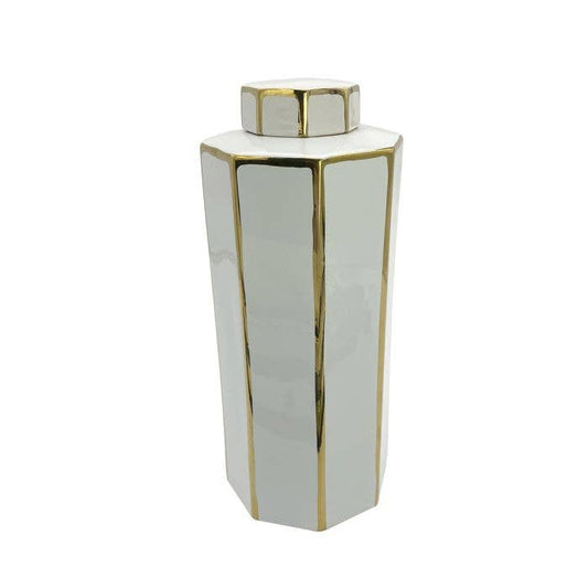 Aurora Gold Lines Vase with Lid