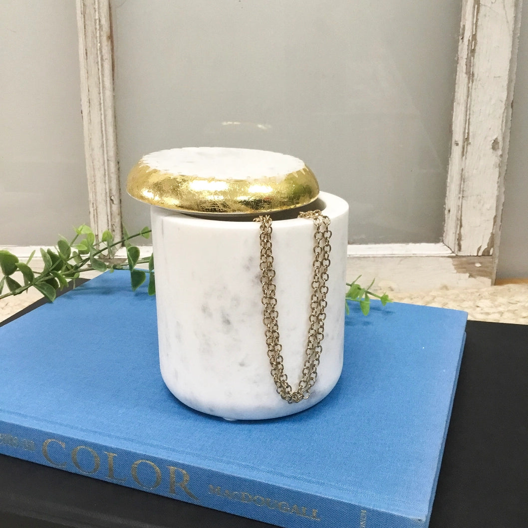 Elegant Gold-Topped Marble Jar