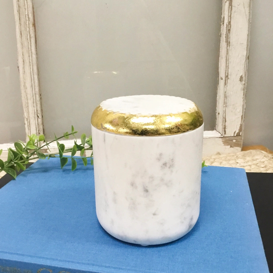 Elegant Gold-Topped Marble Jar