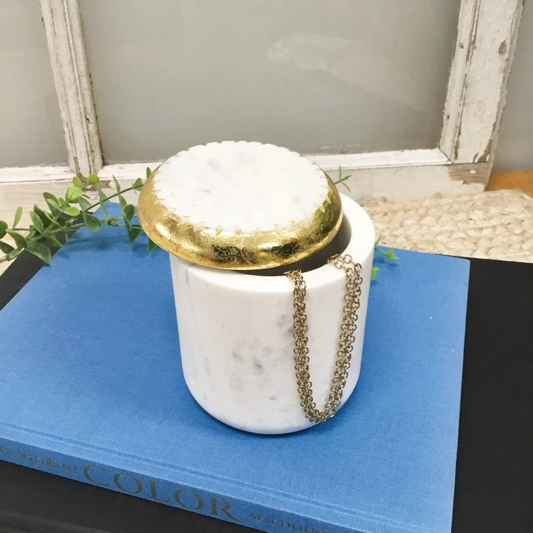 Elegant Gold-Topped Marble Jar