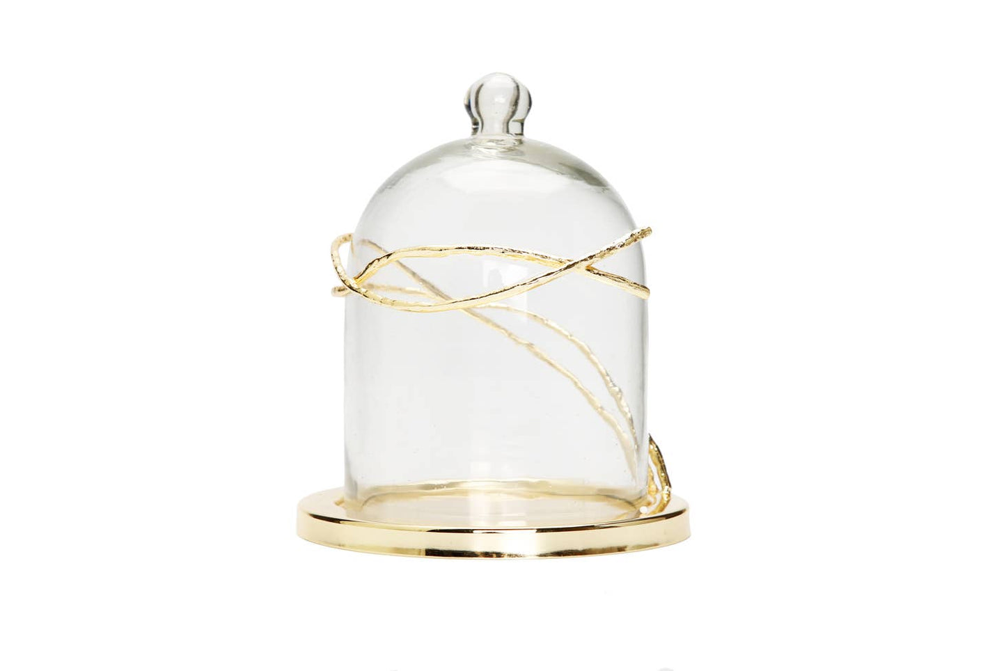 Glass Dome Match Holder with Gold Twig Design