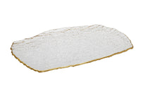 Glass Oblong Serving Tray with Gold Trim